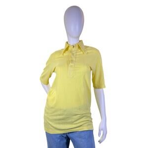 1970s Vintage Lilly Pulitzer Mens Stuff Yellow Cotton Polo Shirt